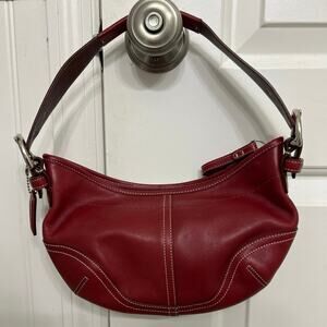 Coach Y2K 9541 Vintage Red Leather Small Mini Soho Hobo Shoulder Bag Retro